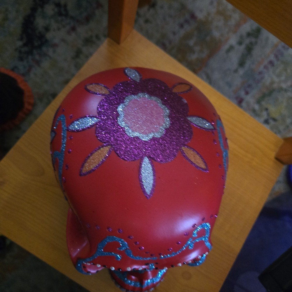 Christopher Radko Red Sugar Skull Figurine 2014 Home for the Holidays Halloween - Picture 3 of 6